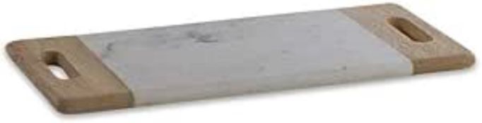 Boxed & Unused Nkuku BP3801 Bwari Marble Platter-White Marble & Mango Wood RRP: £42.50
