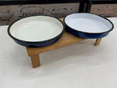 Unused 2no. Olympia GM240 Enamel Serving Tray Please Note Wooden Stand Not Included