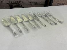 Unused 6no. Pie Servers & 3no. Robert Welsh Fish Forks