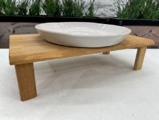 Unused 2no. Surrey Ceramics Serving Plates 380mm Dia Please Note Wooden Stand Not Included