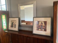 2no. Framed and Glazed Prints, and Framed Wall Mir