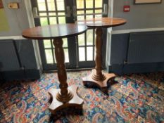 2no. Timber Poseur Tables set on Single Pedestal L