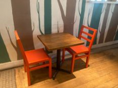 Timber Top Dining Table on Single Steel Pedestal L