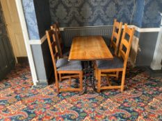 Timber Top Dining Table set on Cast Iron Framework