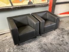 2no. Leather Square Armchairs. Marks to Leather, S