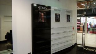 3no. Acrylic Display Shelving Units with Various Glass Shelves, as Lotted. Buyer to Remove. LOT