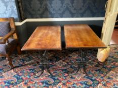 2no. Timber Top Dining Tables set on Cast Iron Fra