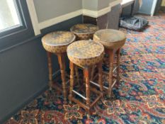 4no. Timber Frame Bar Stools with Padded Seats. Re