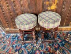 2no. Timber Frame Low-Level Bar Stools with Padded