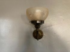 4no. Wall Lights with Brass Arms and Glass Shades