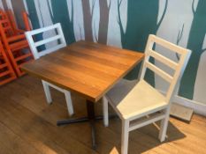 Timber Top Dining Table on Single Steel Pedestal L