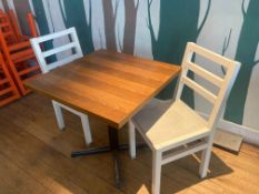 Timber Top Dining Table on Single Steel Pedestal L