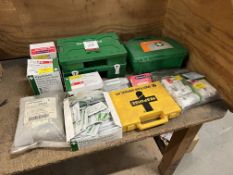 Quantity of Various First Aid Kits, Plasters, Saline Solution and Dressings