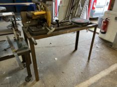 Steel Workbench with Dewalt DW871 Chop Saw, 240V. Onsite Loading Assistance Available. Collection by