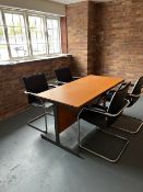 Metal Frame Timber Meeting Table with 4no. Cantilever Meeting Chairs