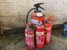 5no. Various Size Foam Fire Extinguishers as Lotted