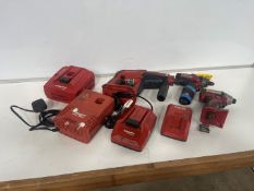 Quantity of Various Hilti & Milwaukee Power Tools Comprising 3no. Drills & 4no. Chargers, Please