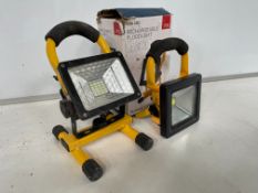 2no. Rechargeable Flood Lights as Lotted. Please Note: Chargers Not Present, 1no. Battery Cover