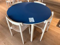 Nikari Skandinavia Solid Timber Frame Table, Blue, 200mm Dia, Complete With; 4no. Nikari Solid