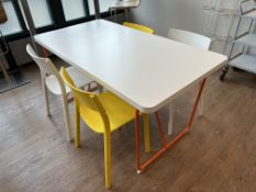 Timber Top Boardroom/Meeting Table, 1500 x 780 x 760 mm, Complete With 2no. White Stackable Chairs