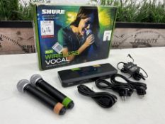Shure Wireless Microphone System Comprising; 2no. Shure BLX2 K3E Microphones, Shure BLX88 Base
