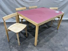 Nikari Skandinavia Solid Timber Frame Table, Red, 1400 x 1000mm, Complete With; 4no. Nikari Solid