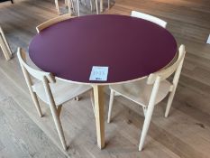Nikari Skandinavia Solid Timber Frame Table, Red, 1200mm dia, Complete With; 3no. Nikari Solid