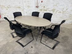 König + Neurath Boardroom Timber Top Oval Boardroom Table, 2100 x 1100mm Complete With 6no.