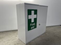 Lockable Wall Mounted First Aid Box & Contents, Please Note: Keys Not Present