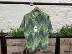 Universal Works Road Shirt - Green Zigzag Handloom Ikat, Size: S RRP: £135