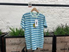 Obey Sunrise Stripe T-Shirt - Pure Water Multi, Size: S, RRP: £55