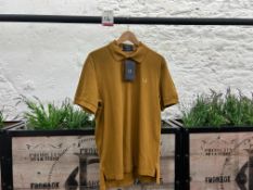 Fred Perry One Button FP Polo Shirt - Dark Caramel, Size: M, RRP: £90