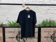 Fred Perry Tipped Cuff Pique T-Shirt - Navy, Size: L, RRP: £55