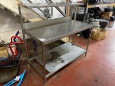 Stainless Steel Workbench with Integrated Shelf as Lotted. This Lot is STRICTLY to be Collected