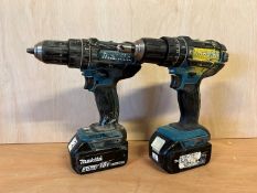 2no. Makita DHP482 Cordless Combi Drills with 2no. Makita 3.0Ah Batteries, Lot Location; Eardisland,