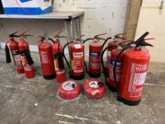 8no. Various Fire Extinguishers Comprising; 3no. CO2, 3no. Powder, 1no. Water, 1no. Foam & 2no. Fire