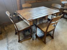 Industrial Style Timber Top Table & 4no. Metal Fra