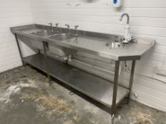 Stainless Steel Triple Bowl Sink, Taps & 240v Heater Tap as Lotted 2700 x 600 x 920mm