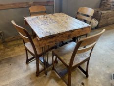 Industrial Style Timber Top Table & 4no. Metal Fra