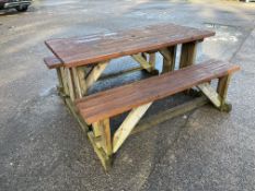 Outdoor Timber Table & 2no. Timber Benches as Lott