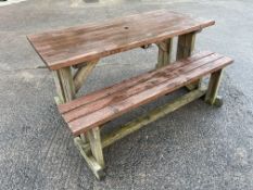 Outdoor Timber Table & 1no. Timber Bench as Lotted