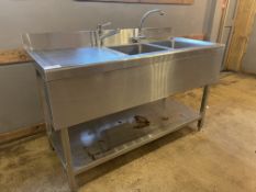 Stainless Steel Double Bowl Sink & Taps 1500 x 650