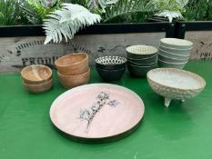 11no. Hestia Tapas Bowls, 4no. Gallery Direct Natural Serving Bowls, Ceramic Bowl & Metal Serving