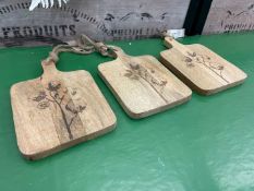 3no. Engraved Hanging Timber Chopping Boards