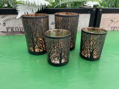 4no. Bronze & Black Glass Candle Holders