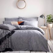 The Linen Yard Denim Claybourne Duvet Cover Set Super King Size