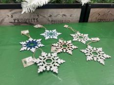 20no. Approx. Decoris Timber Hanging Snowflake Decorations, Colours Vary