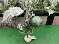 18no. Approx. Decoris Light Sage Green Decorative Baubles. Please Note: Tree Not Included