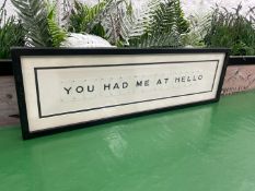 Vintage Playing Cards 'You Had Me At Hello' Framed Wall Art 790 x 230mm