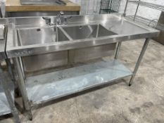 Stainless Steel 2-Tier, 2-Basin Sink 1500 x 600 x 900mm